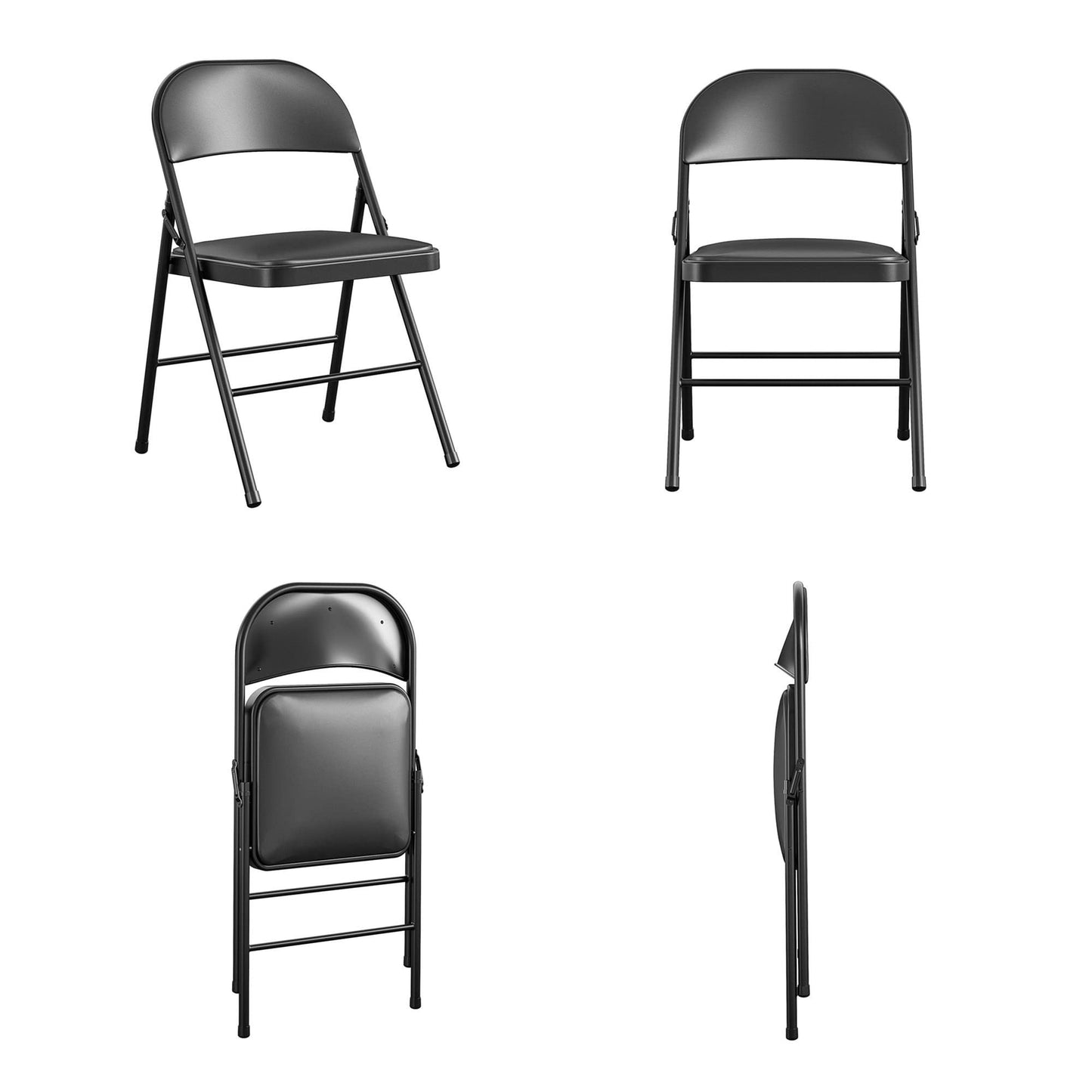 COSCO Vinyl Folding Chair, 4 Pack, Black