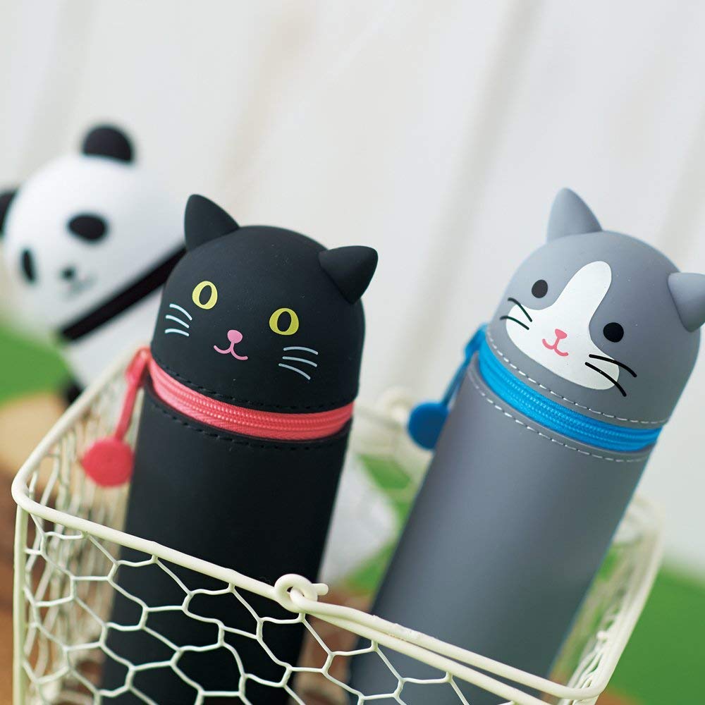 LIHIT LAB Kawaii Japanese Penguin Stand Up Pencil Case For School Office College, Cute School Supplies, Animal Pen Holder Pencil Pouch Holder Girls, Artist Pencil Case, Penguin (A7712-10)