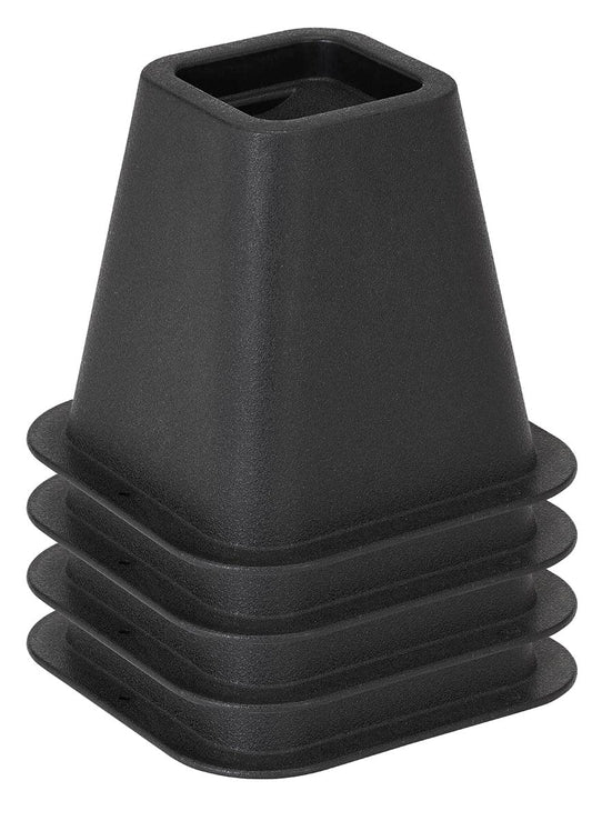 Simplify 6 Inch Bed Riser | Pack of 4 | Bed & Furniture Lifter Wheel Grooves | Under-Bed Storage | Bedroom & Dorm | Black
