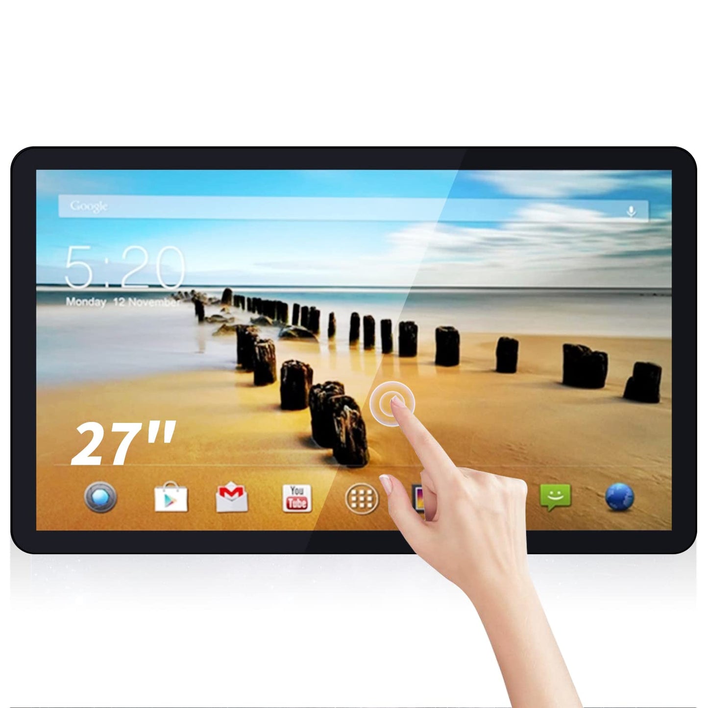 TouchWo 27 inch Android 14 Touchscreen Monitor Tablet, 16:9 FHD 1080P, WiFi & BT, Built-in Speakers, RK3576 8GB RAM & 128GB ROM, Smart Board for Classroom, Meeting & Game