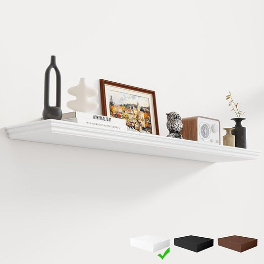 Fun Memories Floating Shelves 48 Inch Long, 9.3 Inch Deep Classic Crown Molding