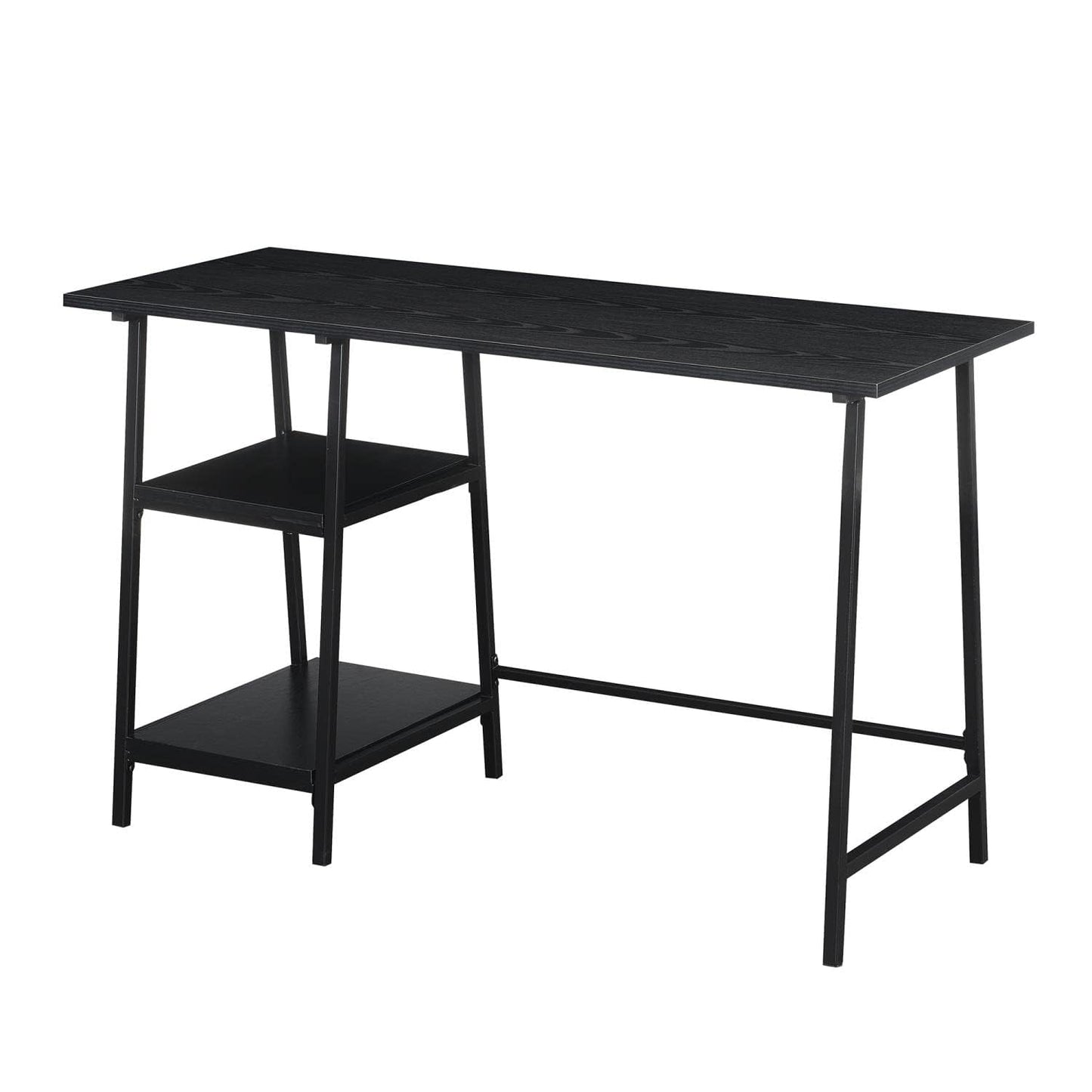 Convenience Concepts Designs2Go Trestle Wood Metal Desk, Black/Black