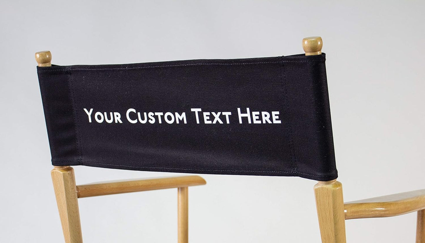 Filmcraft Personalized Tall Director's Chair – Black Finish with Custom Black Canvas, Complete Professional Package for Filmmakers & Creatives (Back of Canvas Customization)