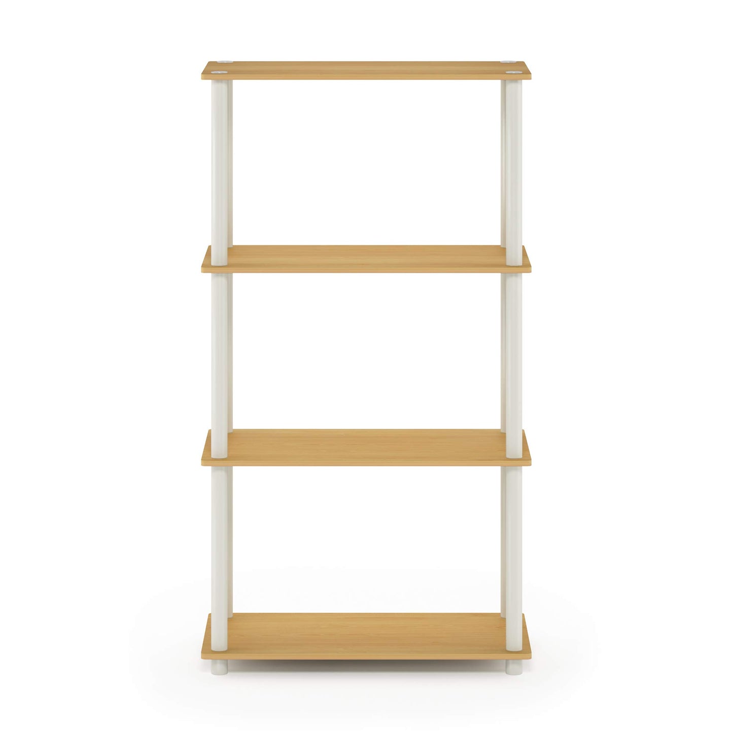 Furinno Turn-N-Tube 4-Tier Multipurpose Shelf Display Rack, Round Tubes, Blonde Maple/White