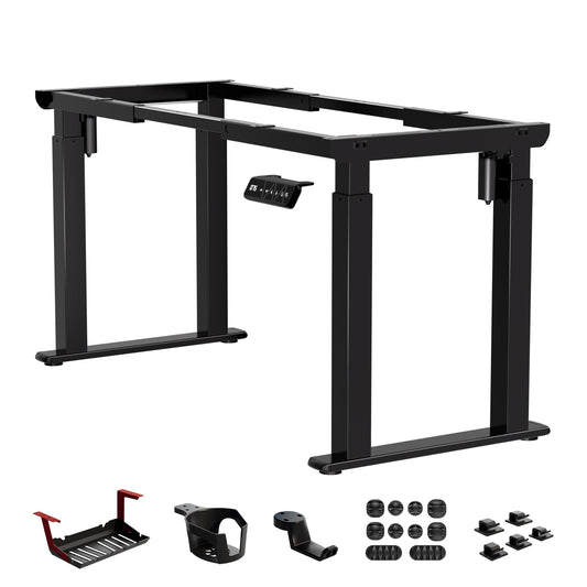4-Leg Standing Desk Frame Dual Motor, Electric Adjustable Legs Compatible Desktop Size 39″-79″, 264 lbs Weight Capacity, Anti-collision Detection Stand Up Desk Frame Workstation, Black Frame Only