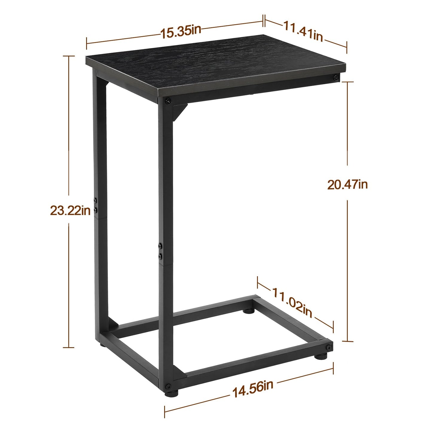 AMHANCIBLE C Shaped End Table, Couch Tables that Slide Under, TV Tray Snack Table for Sofa, Small Side Table for Couch, Small Space, Living Room, Black HET02CBK-1