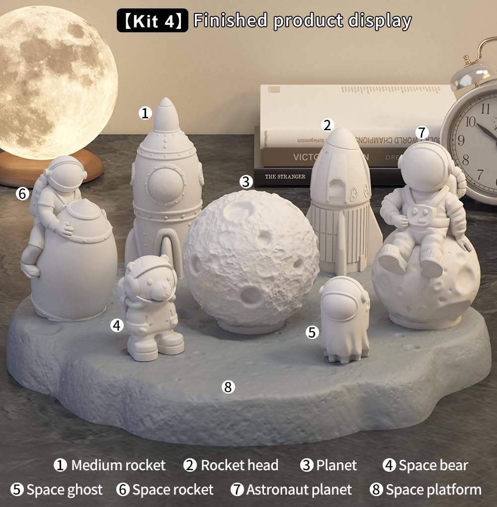 Space Planet Resin Molds Silicone，【2-Piece Set】 Epoxy Resin Space Astronaut Silicone molds,3D Resin Spaceballs Molds, Small Rocket Silicone Model, Space Rabbit DIY Gift Sets for Teens (【Kit 1】)