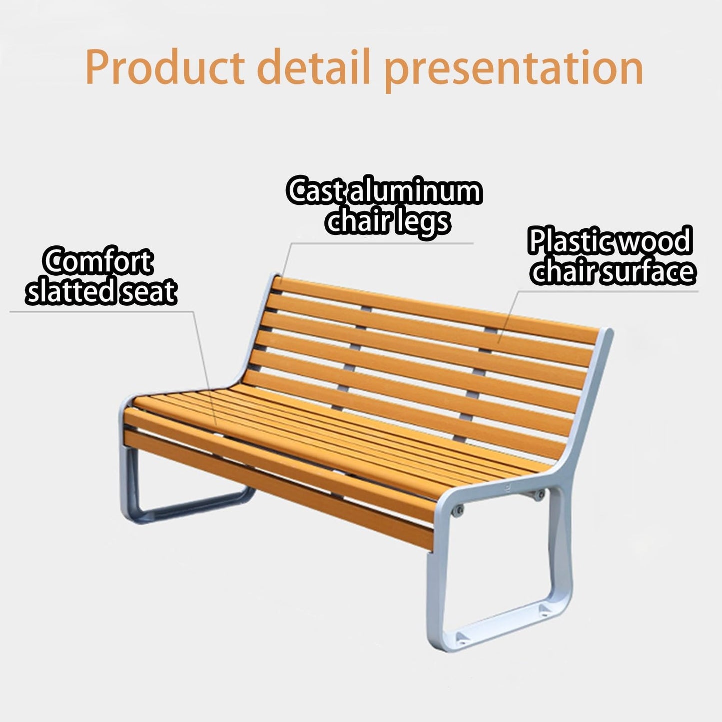 This All-Weather Large Metal Bench, Durable Cast Aluminum Outdoor Patio Seating for Garden, Backyard, Park, Lawn & Deck – 150cm Long