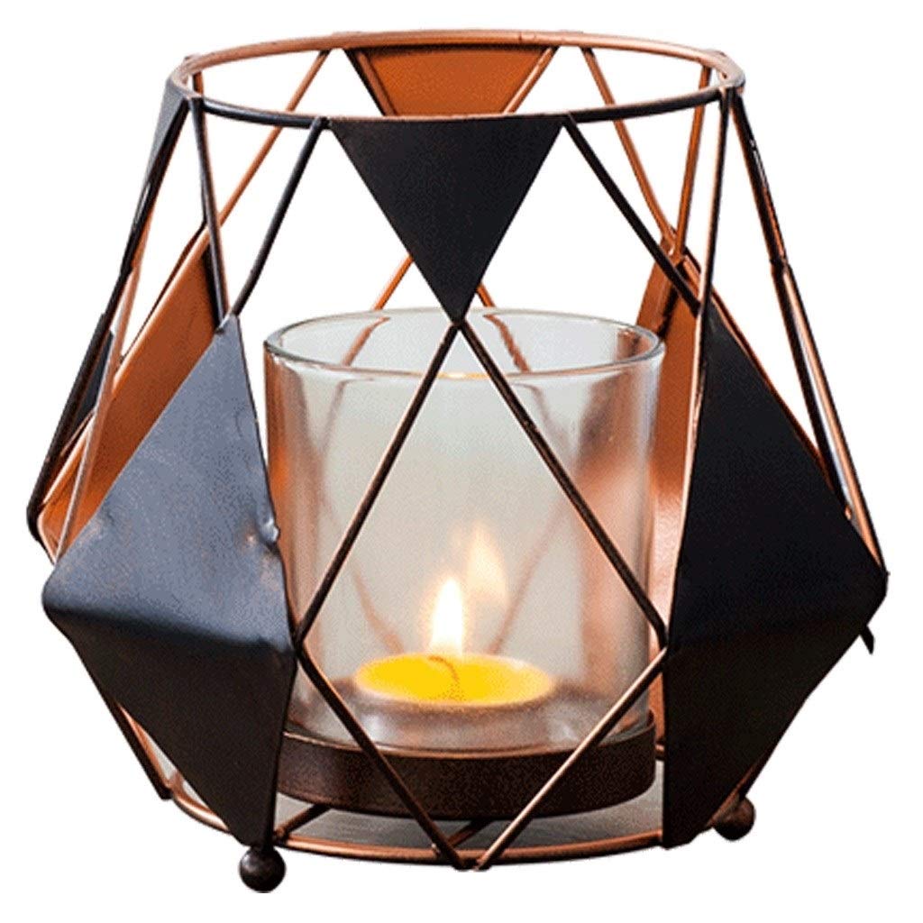 XILIN-1987 Candle Holderss Wrought Iron Glass Candlestick Creative Romantic Home Decoration Candle Holder Decorative Candlestick (Size : B02)