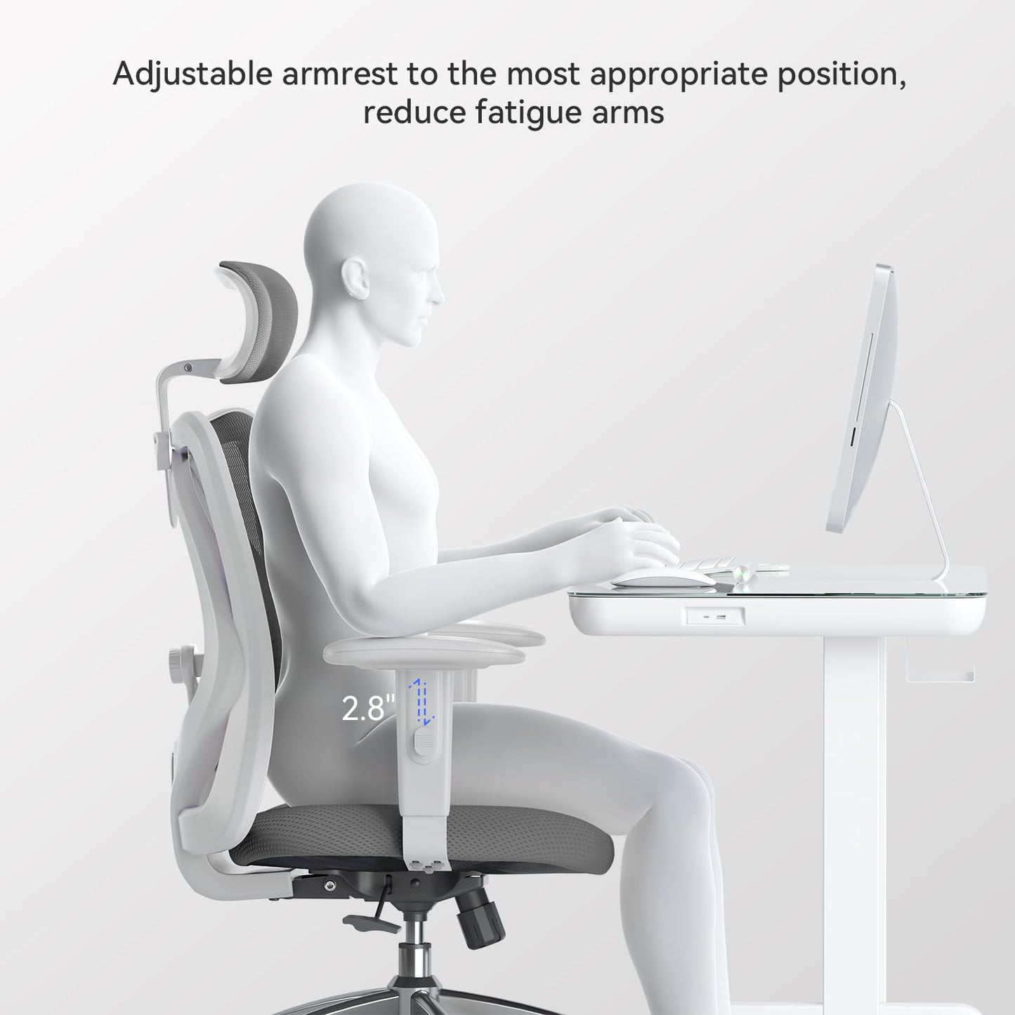 SIHOO M18 Ergonomic Office Chair, Computer Desk Chair with Adjustable Headrest and Lumbar Support, High Back Executive Swivel Chair for Home Office (Dark Gray)