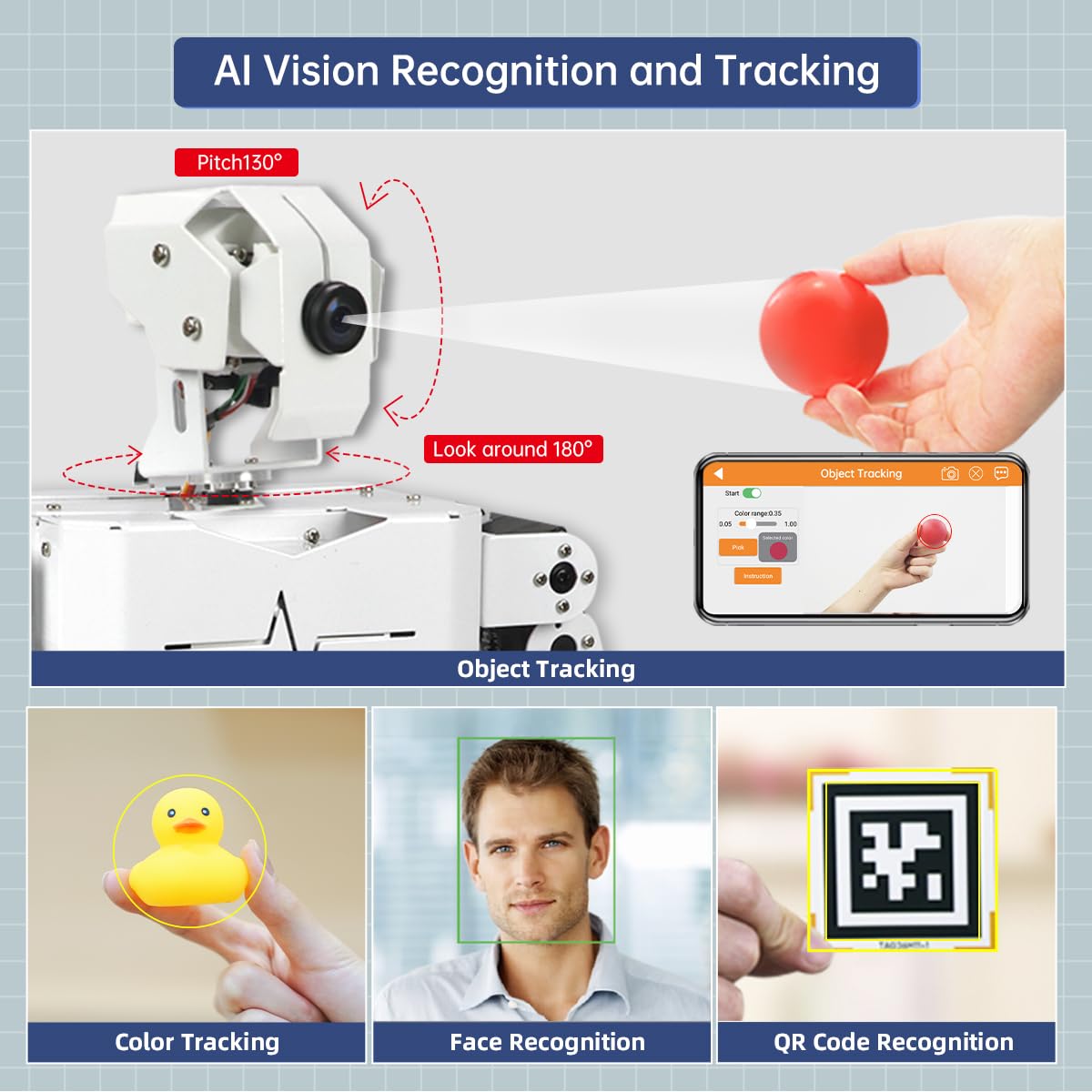 HIWONDER Humanoid Robot with ChatGPT Multimodal AI Models AI Embodied Intelligent Vision Scene Voice Understanding 20DOF Educational Robot Kit Python Programming, TonyPi Advanced & RaspberryPi 5 2GB