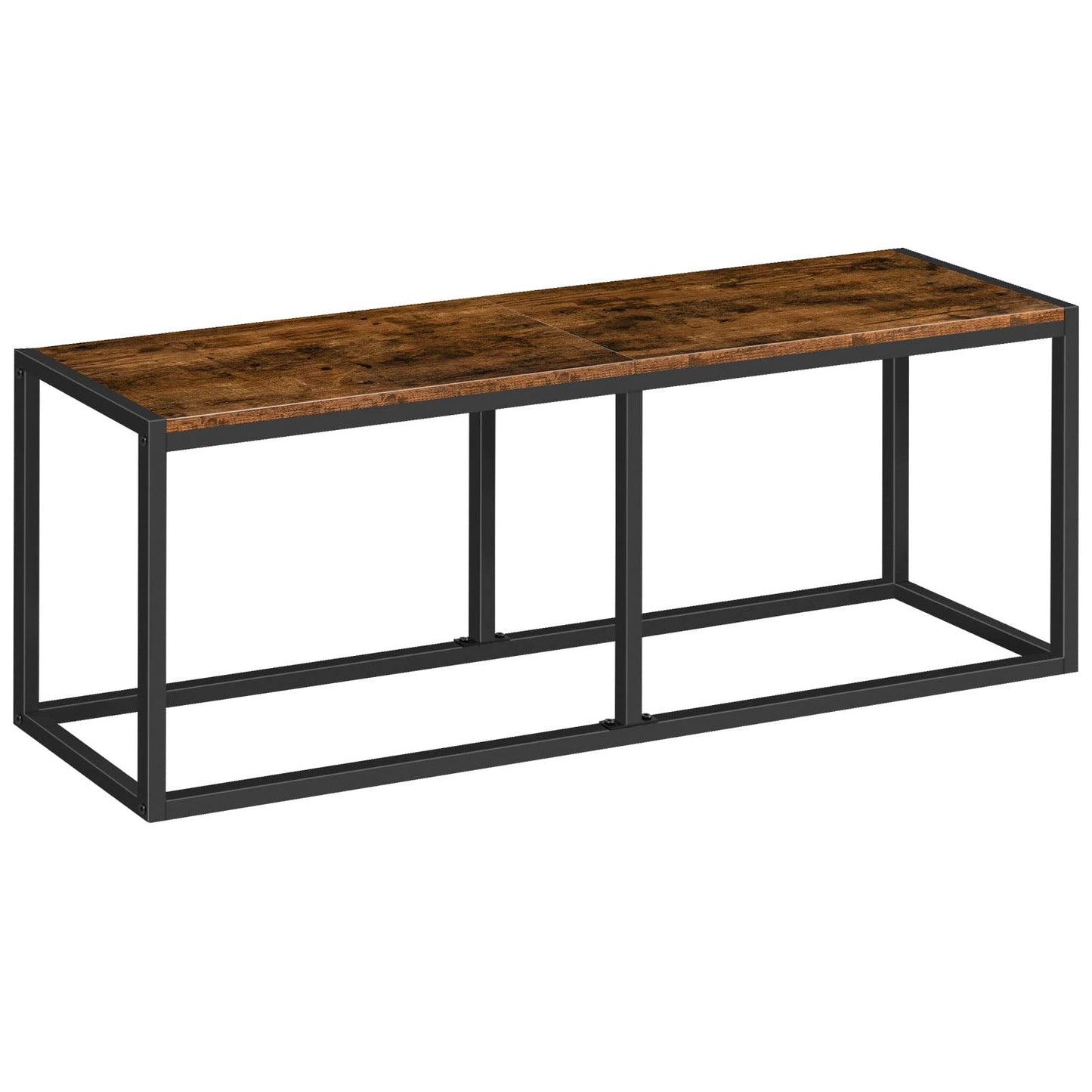 HOOBRO Dining Bench, 47.2 Inch Dining Table Bench, Industrial Style Kitchen Bench, Steel Frame, Easy to Assemble, for Kitchen, Dining Room, Rustic Brown and Black BF12CD01