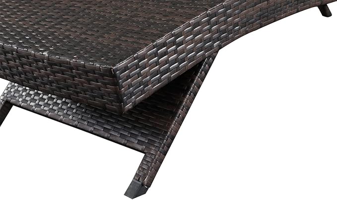 79'' Long Reclining Chaise Lounge Set, Outdoor Wicker Reclining Lounge Chair