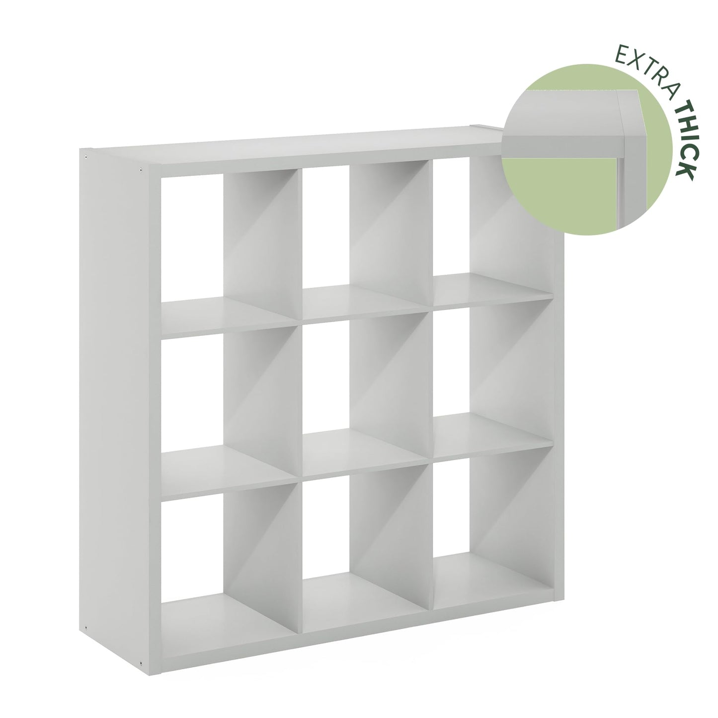 Furinno Cubicle Open Back Decorative Cube Storage Organizer, 9-Cube, Light Grey