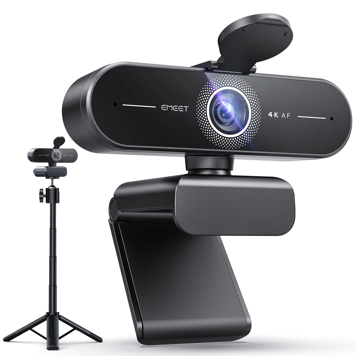 EMEET C60E 4K Webcam with Tripod, Streaming Camera with PDAF Autofocus, Dual Microphones, Auto Light Correction, 73° FOV, Plug & Play USB Webcam for Live Streaming, Gaming & Real-Time Interaction