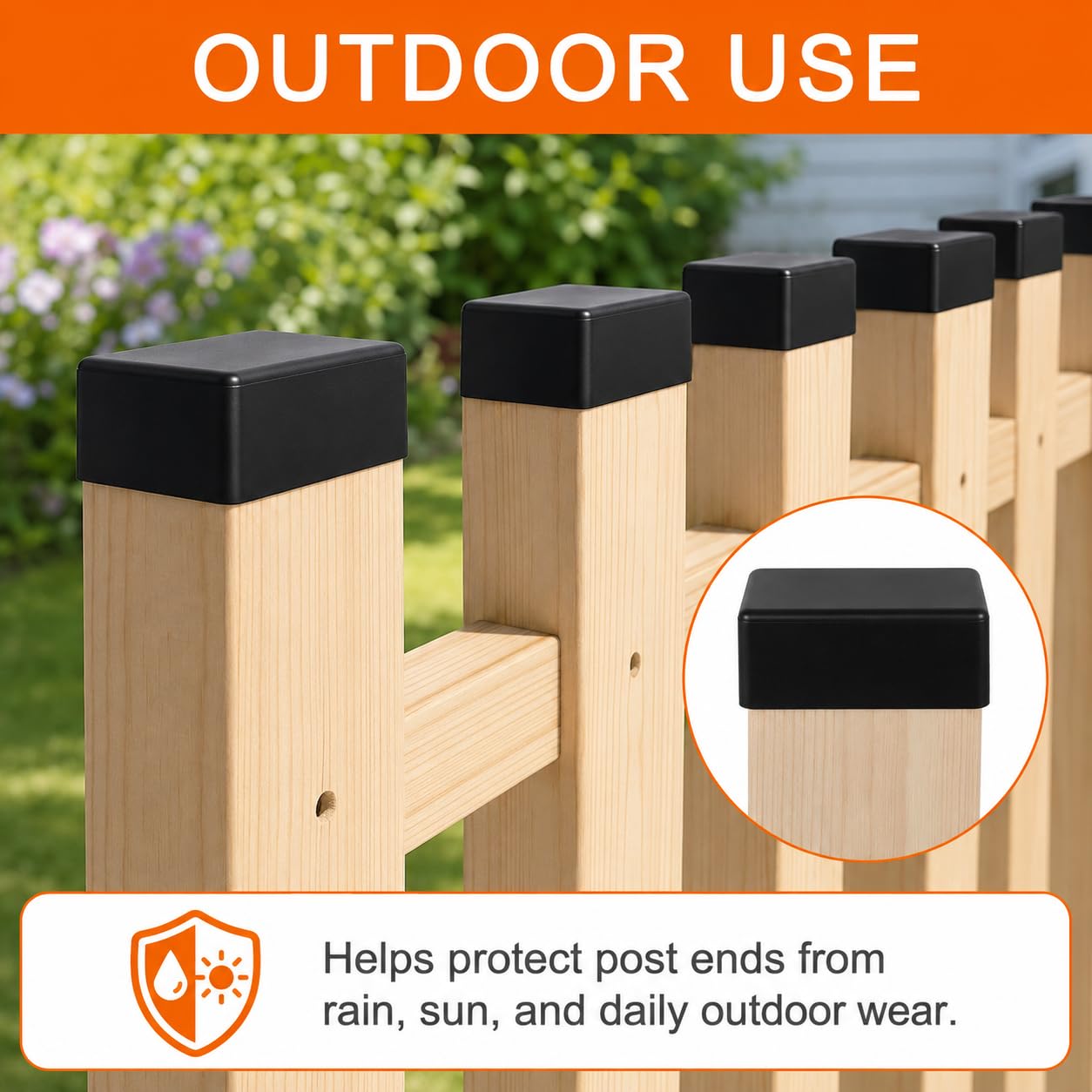 8 Pack 2x4 Rubber End Caps for Wood Posts, 1.5" x 3.5" Rectangle Furniture Leg Caps, Waterproof Rubber Foot Covers for 2x4 Lumber, Table Legs, Armrests and Outdoor Wood Posts