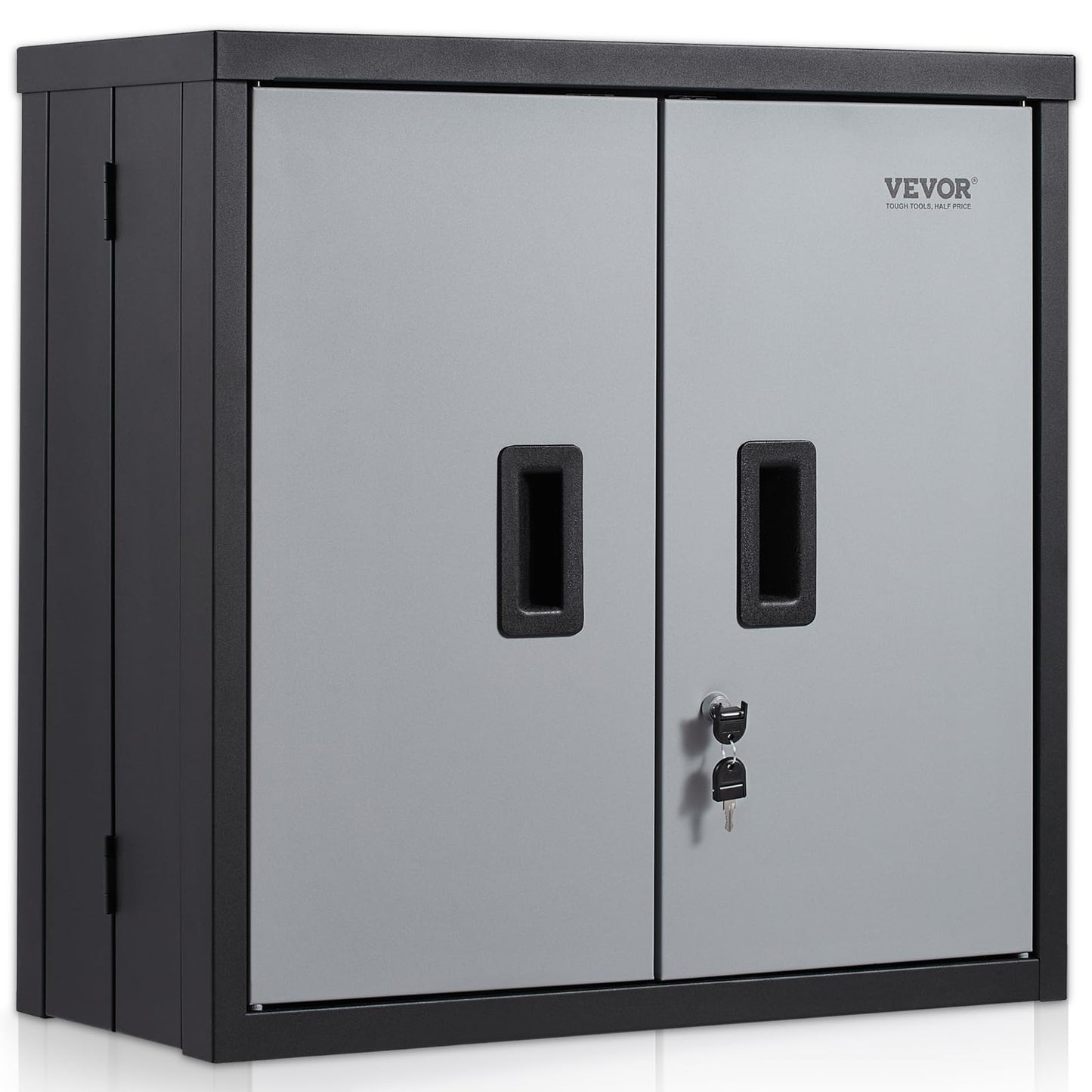 VEVOR Foldable Wall Cabinet, Metal Garage Locker Mounted 26" Small Tool Chest 240 LBS Loading Capacity Adjustable Shelf Magnetic Door File for Warehouse Office Home Black