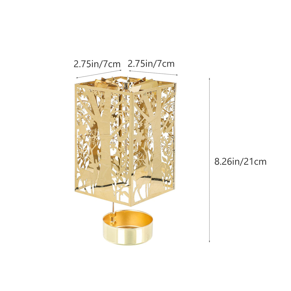 Beaupretty Rotating Candle Holder Christmas Carousel Spinning Candlestick Tealight Holder Romantic Candle Spinner for Holiday New Year Party Wedding Golden