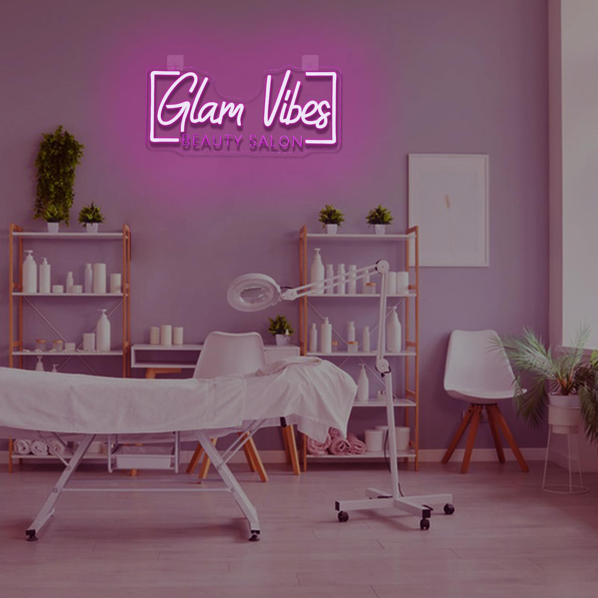 Runalosa Glam Vibes Beauty Salon Neon Sign for Business Dimmable Pink Girl Neon Light Sign Letters Led Signs for Wall Decor Spa Makeup Room Shop Plaque Lash Nail Studio Decoration 16.5" x 7.5"