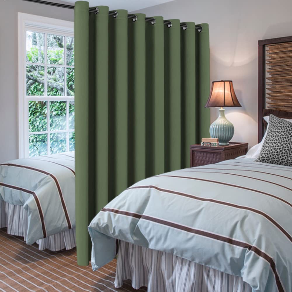 H.VERSAILTEX Blackout Patio Curtains 100 x 96 Inches for Sliding Door Extral Wide Blackout Curtain Panels Thermal Insulated Room Divider - Grommet Top, 8' Tall by 8.5' Wide - Bronze Green