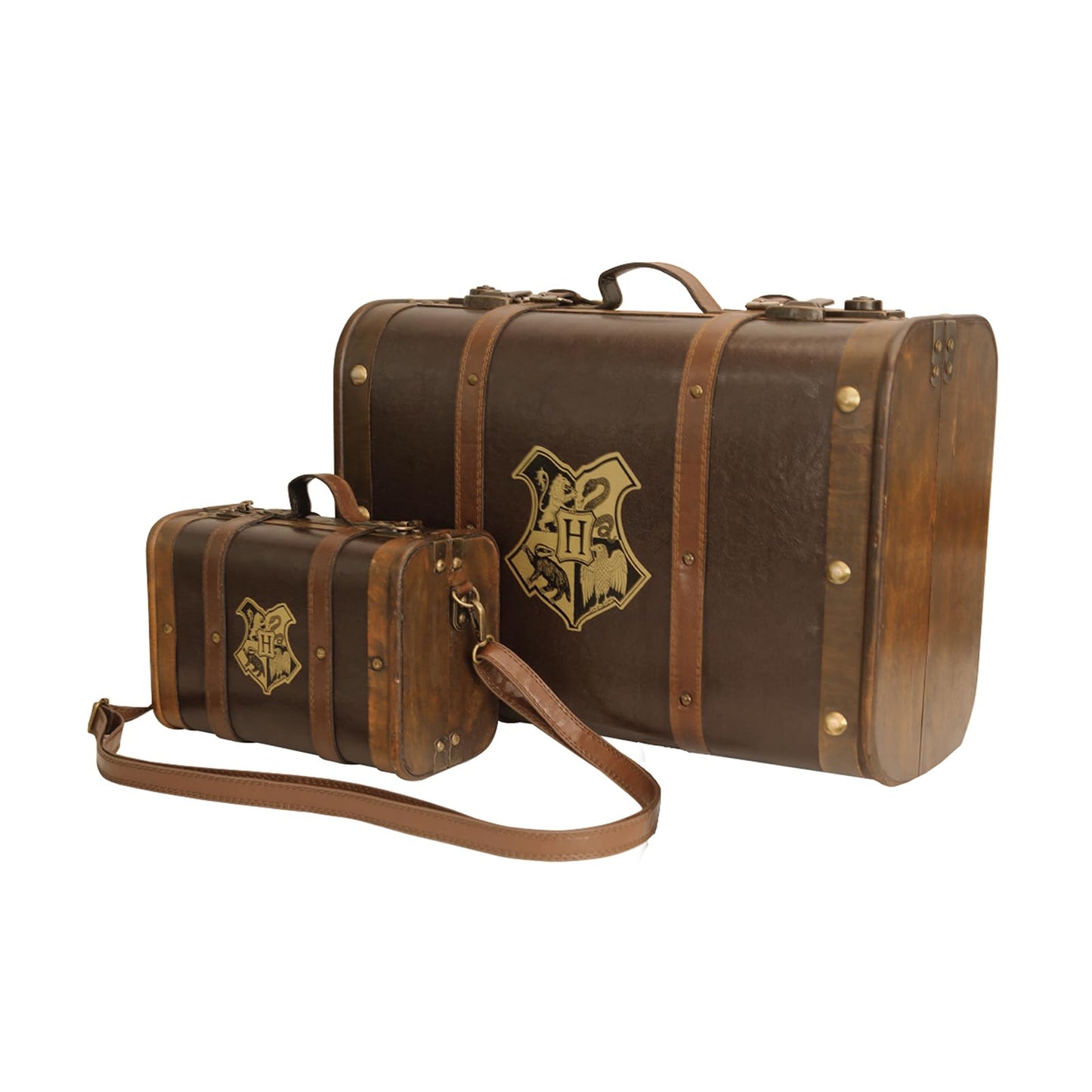 Harry Potter Hogwarts School Trunk - Large 17.5” Collectible Storage Chest with Hogwarts Crest - Official Wizarding World Prop Replica & Decorative Keepsake Box - Not for Travel Use