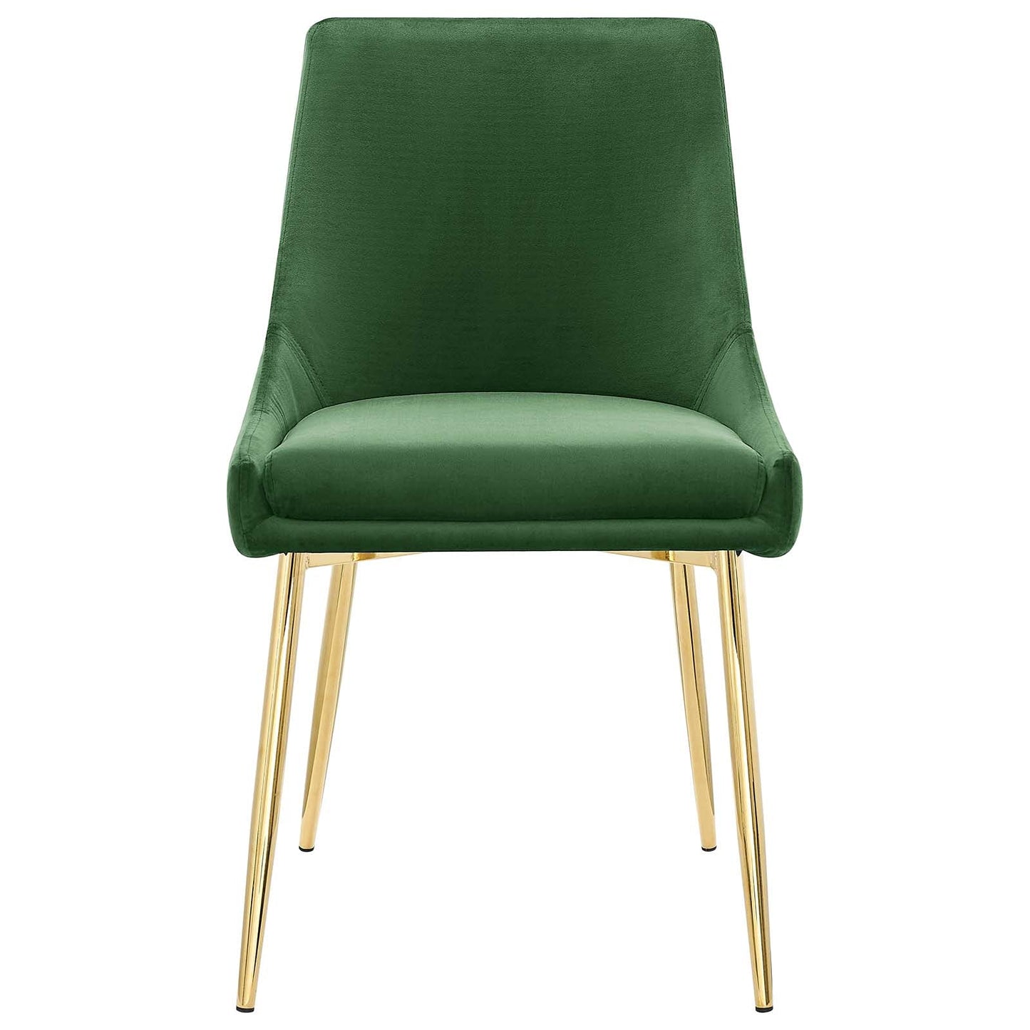 Modway Viscount Performance Velvet Upholstered Side Dining Chairs in Gold Emerald - Set of 2