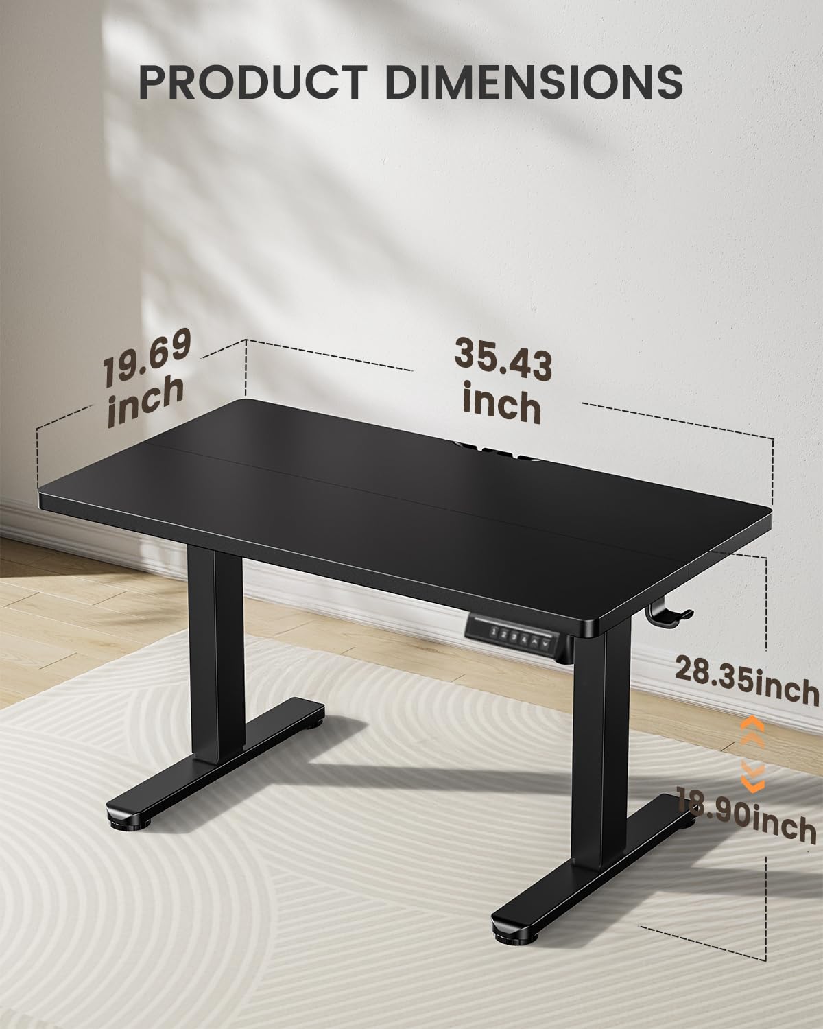 ErGear Low Height Adjustable Desk, Lifts 18.9-28.4 Inches, 35 X 20 Inches Electric Standing Desk for Kids, 4 Height Memory Settings & Storage Hooks, Home Office Computer Table & Study Desk, Black