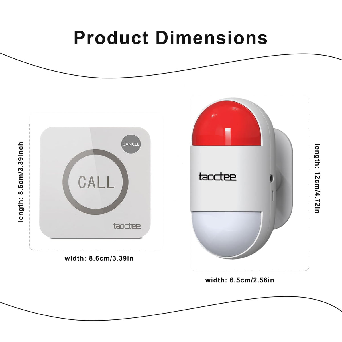 taoctee Panic Button Alarm for House Remote Control Strobe Siren Alarm System Sound & Light Emergency Panic Button for Security,Elderly,Office (Battery Operated&USB Charging)