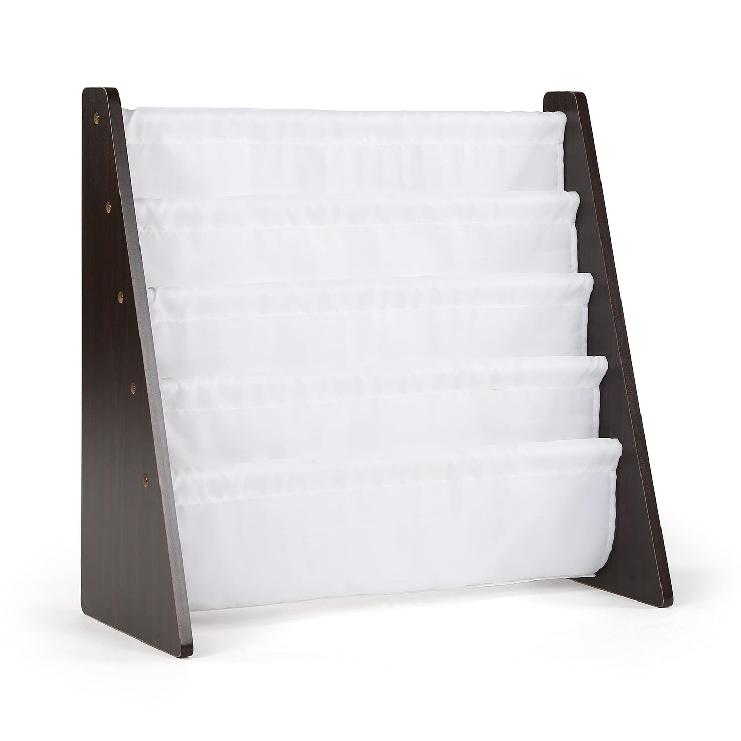 Humble Crew Kids Bookshelf, 4-Tier Front-Facing Book Display Organizer, Montessori Toddler Bookcase for Playroom, Bedroom & Reading Corner, Espresso Wood/White