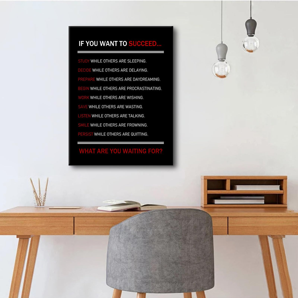 Inspirational Canvas Wall Art Motivational Posters If You Want To Succeed Print Artwork Positive Inspirational Quotes Painting Office Decor Living Room Framed [18''Wx 24''H]