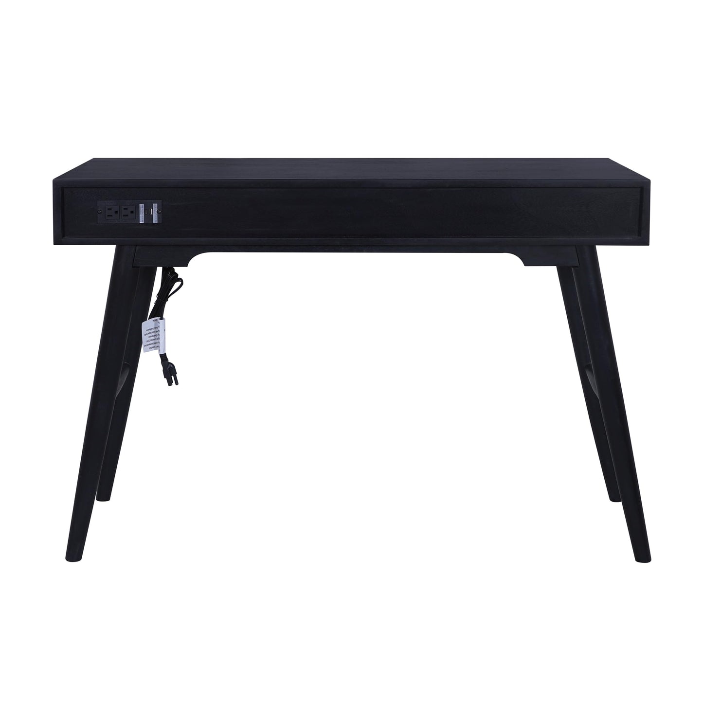 Casartis Living Mid-Century Modern Linen 2-Drawer Desk (Black)