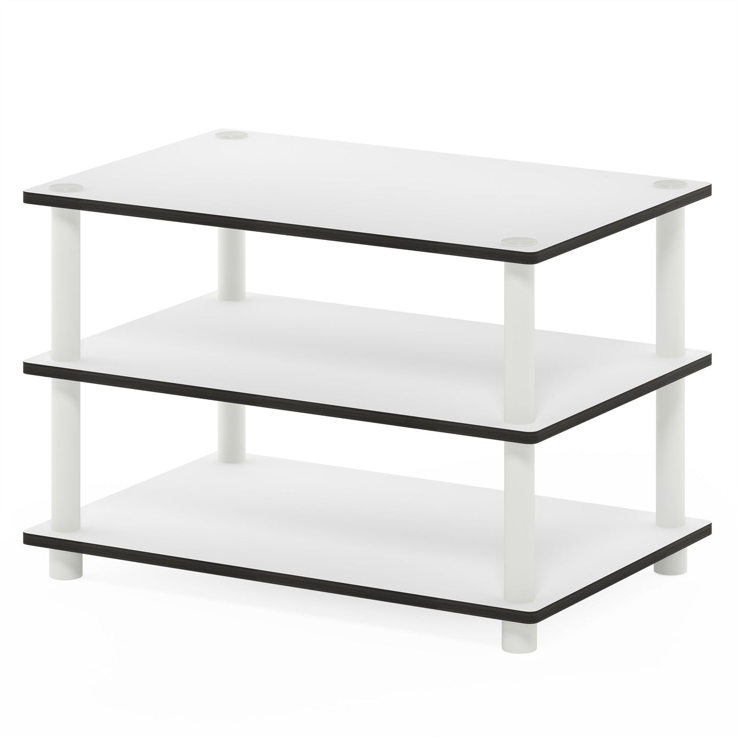 Furinno JUST Coffee Table, 3-Tier Modern Coffee Table with Open Shelf, Toolless Assembly Side Table, for Living Room, Bedroom, Home Office, White