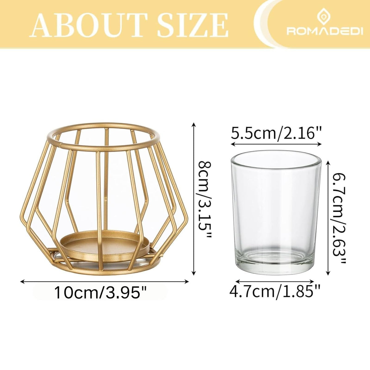 Geometric Tea Light Candle Holders - Wedding Centerpiece for Tables Morden Metal Votive Tealight Candles Stand with Glasses Coffee Home Room Decor Wedding Party Birthday Decoration, Gold 12 pcs