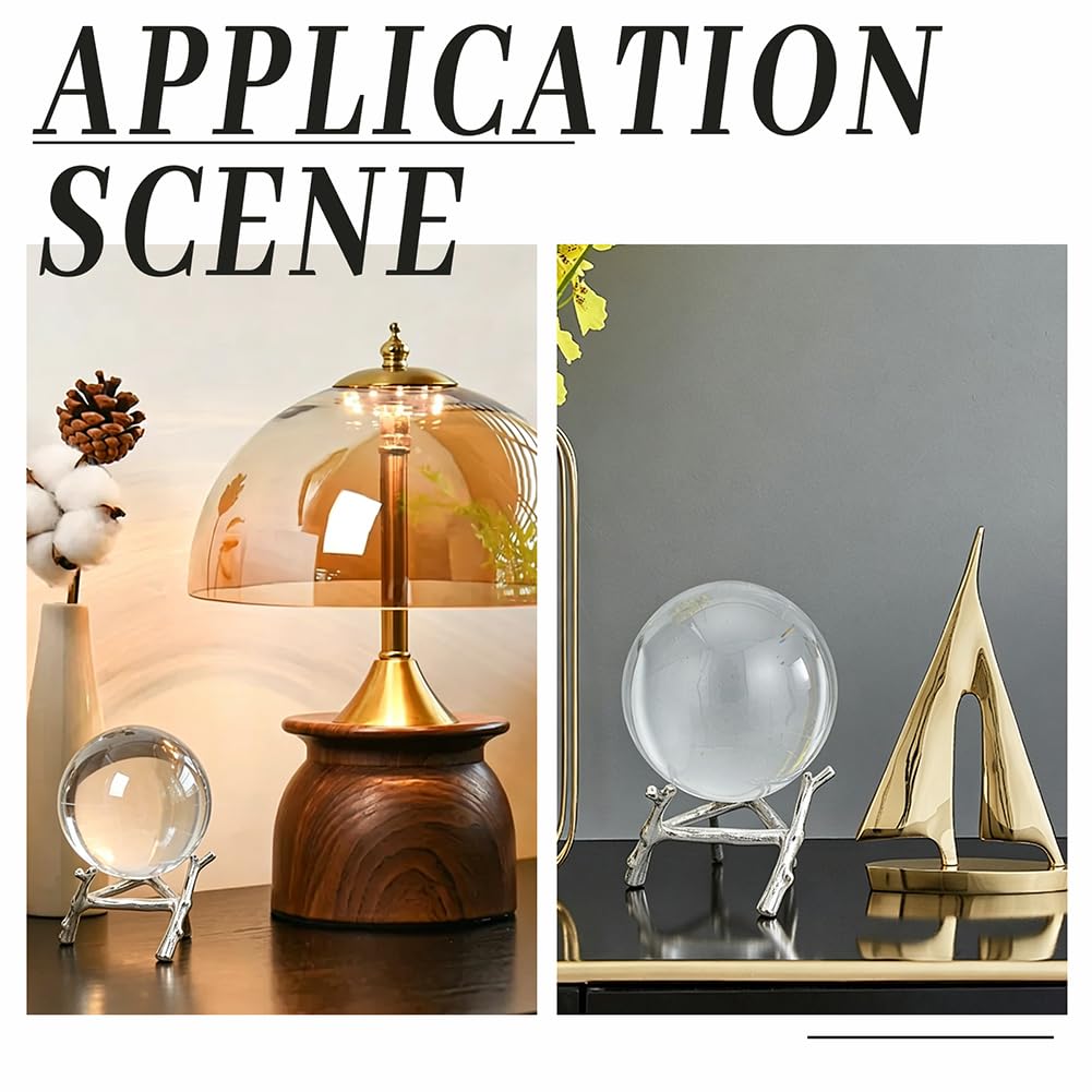 GOMAKERER 12 Pcs Silver Crystal Ball Stand for Displaying, Balls Ornament Rack Holder Alloy Tripod Base Tree Tripod Sphere Stand for Crystal, Rock & Stands with Display Function