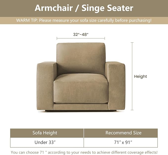 MYSKY HOME Chair Covers Armchair, Recliner Chair Cover Dark Grey Couch Cover