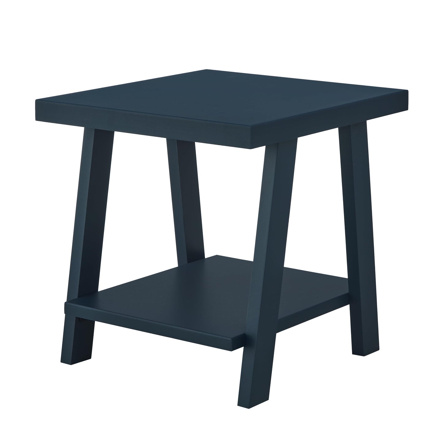 Roundhill Furniture Athens Contemporary Wood Shelf End Table in Navy Blue
