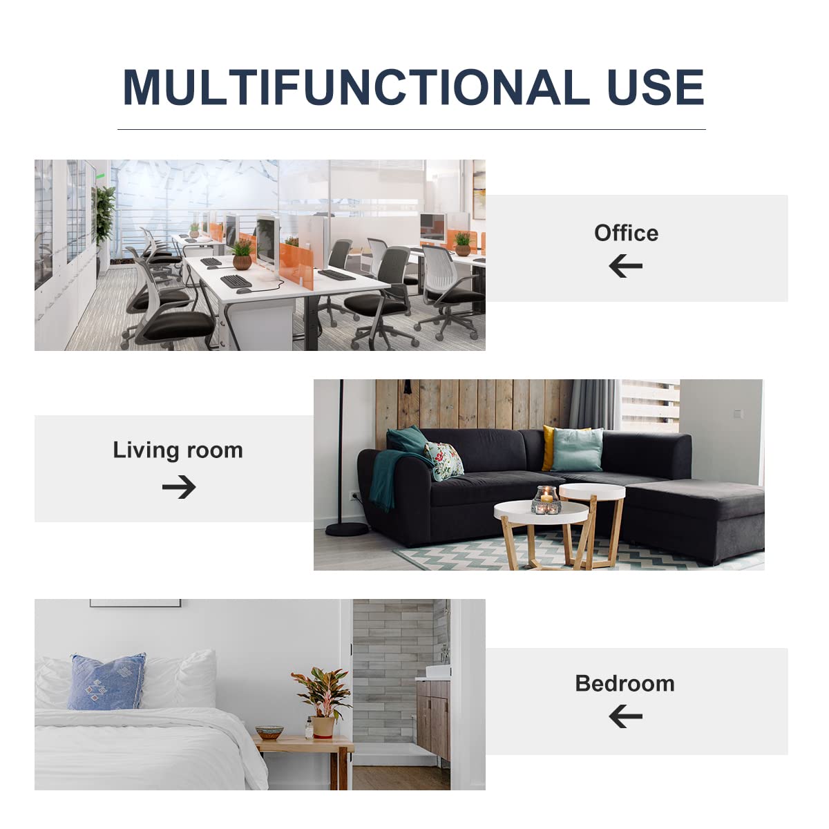 JVVMNJLK Indoor Room Divider, Portable Office Divider 3 Panel Folding Partition Privacy Screen Walls for Room Separator 102" W x 71.3" H, Navy Blue