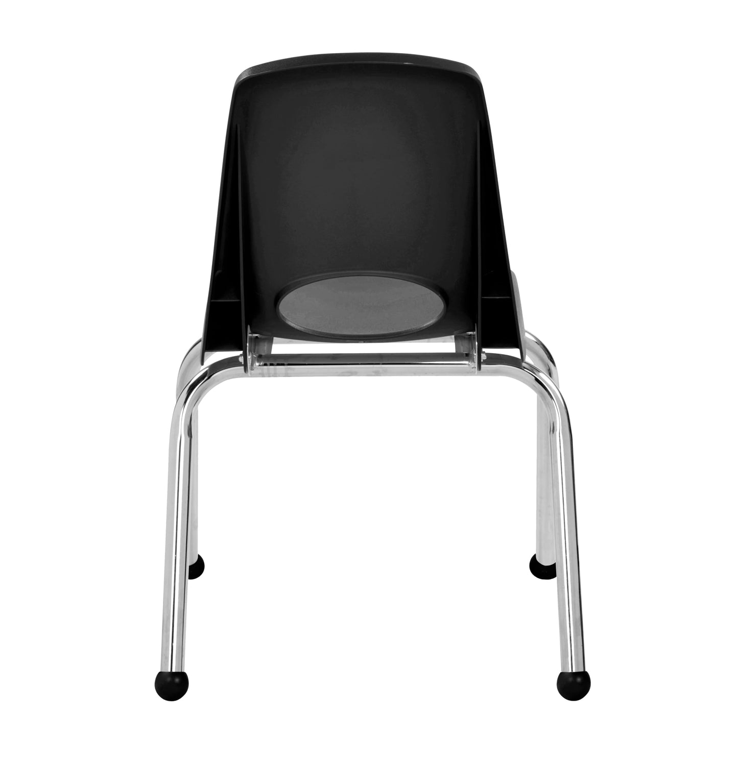FDP 14" School Stack Chair, Stacking Student Seat with Chromed Steel Legs and Ball Glides for in-Home Learning or Classroom - Black (4-Pack), 10380-BK