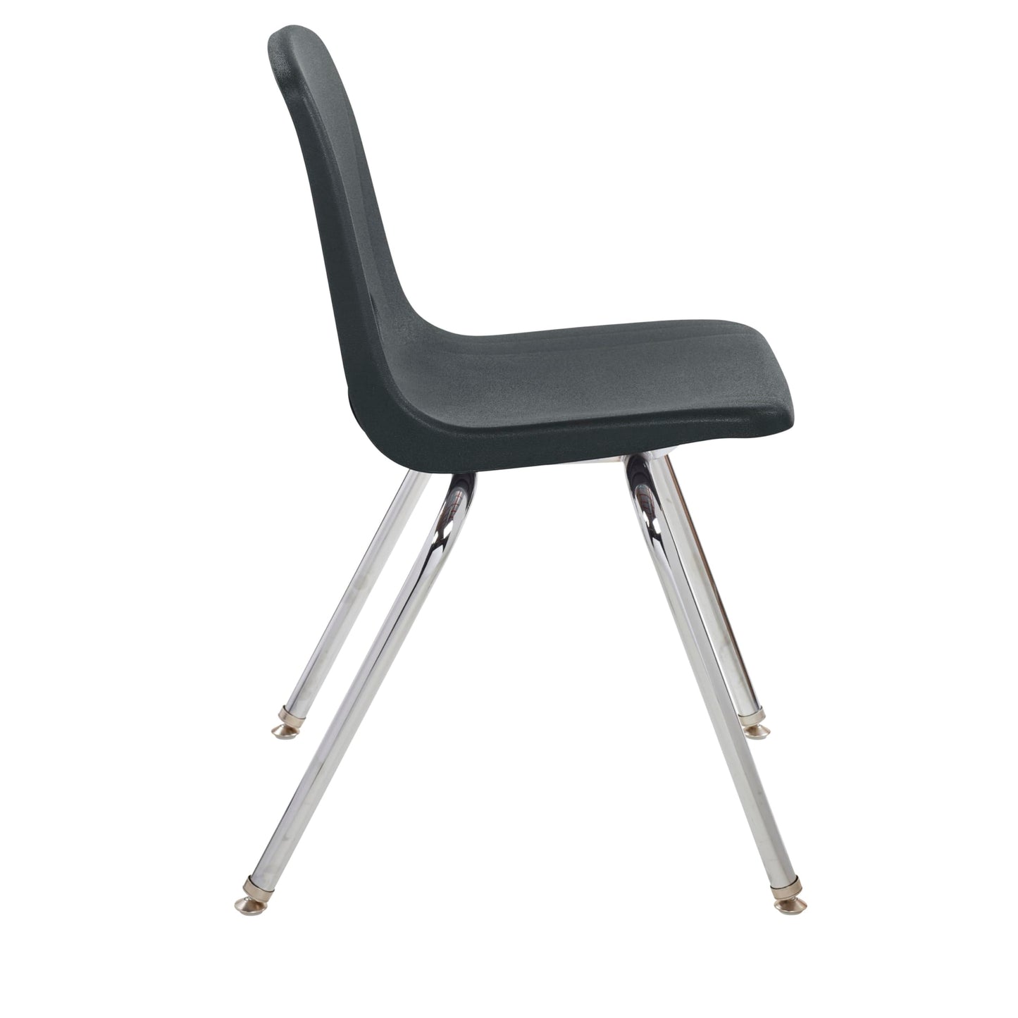 FDP 18" School Stack Chair, Stacking Student Seat with Chromed Steel Legs and Nylon Swivel Glides For In-Home Learning, Classroom or Office - Black (5-Pack), 10371-BK