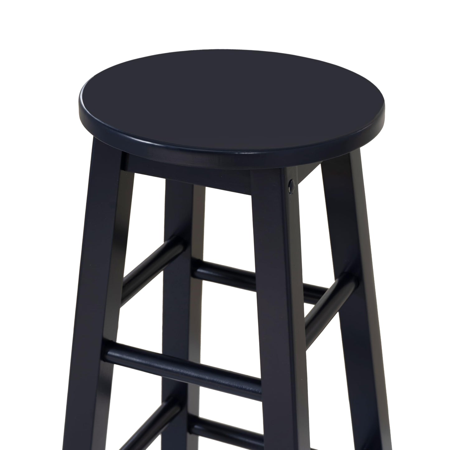 Linon Zeke Navy Blue Solid Wood Backless Round Barstool with 29 inch Seat Height