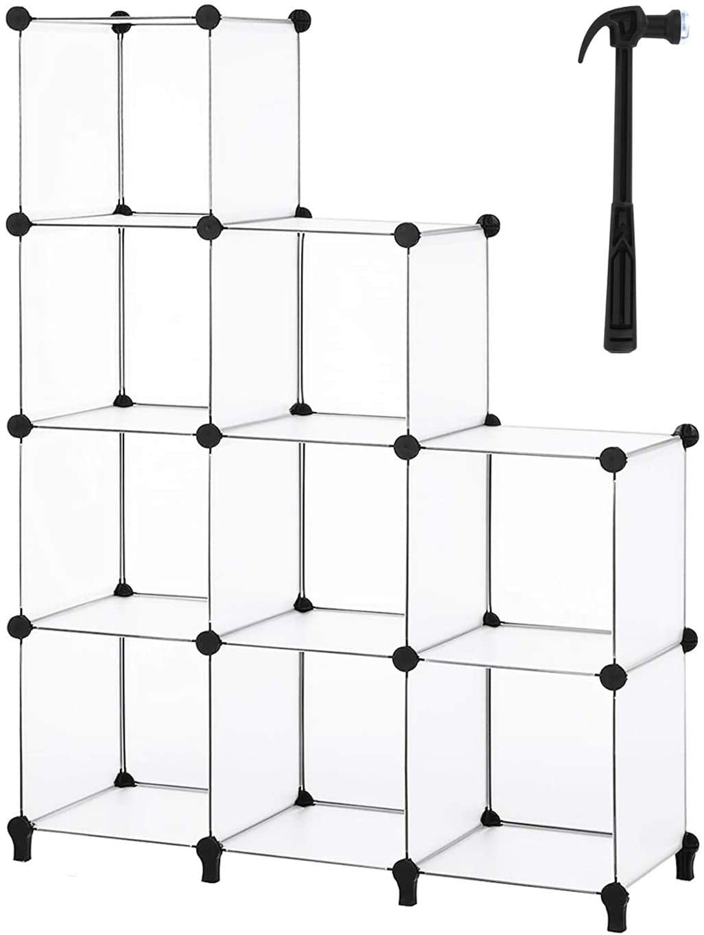HOMIDEC Closet Organizers and Storage, 9 Cube Storage Organizer, Portable Closet Organizer Storage Cubes Shelves for Clothes, Bedroom, Wardrobe, Kids Room, Bathroom, Transparent