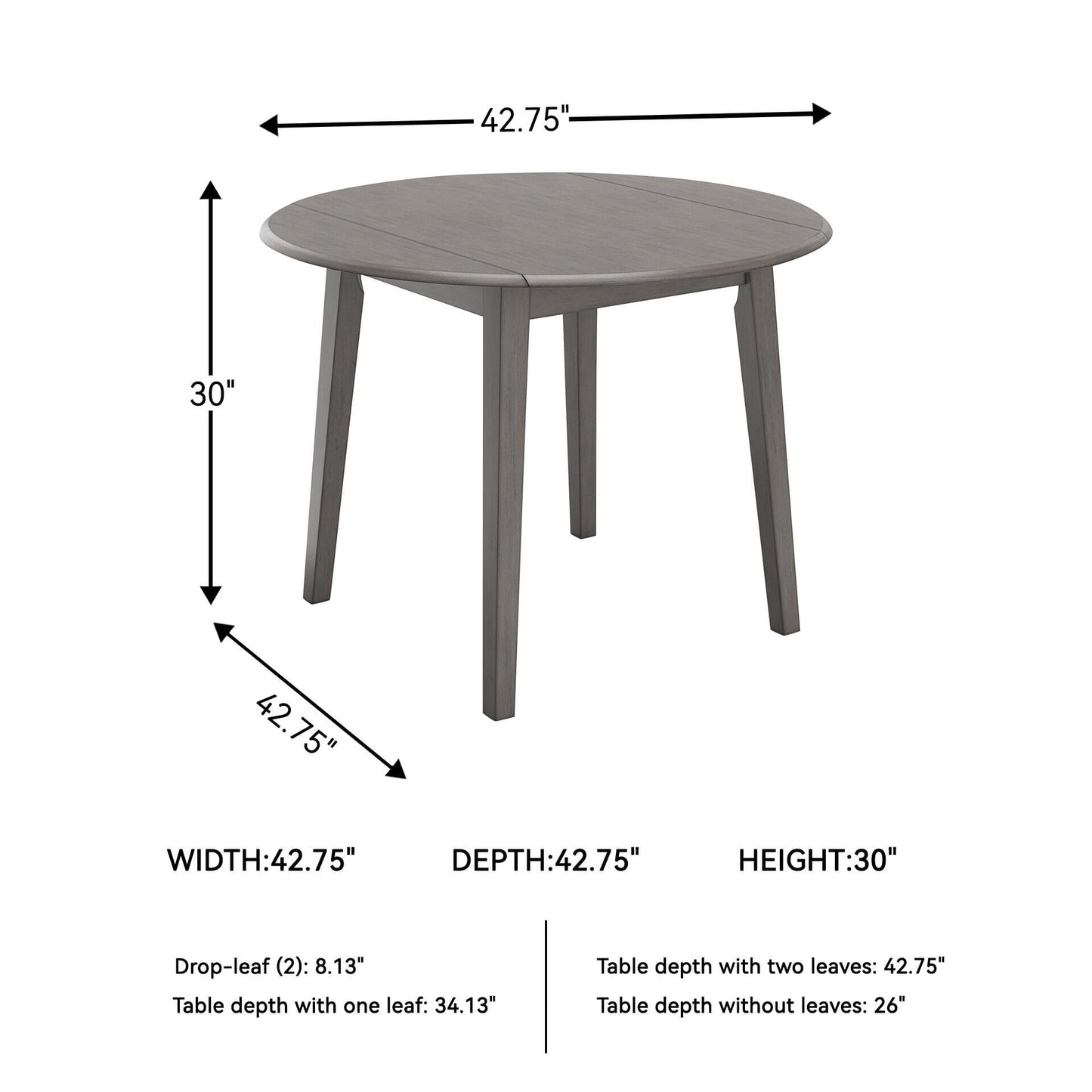 Signature Design by Ashley Shullden Casual Round Dining Small Drop Leaf Table, Seats up to 4, Gray