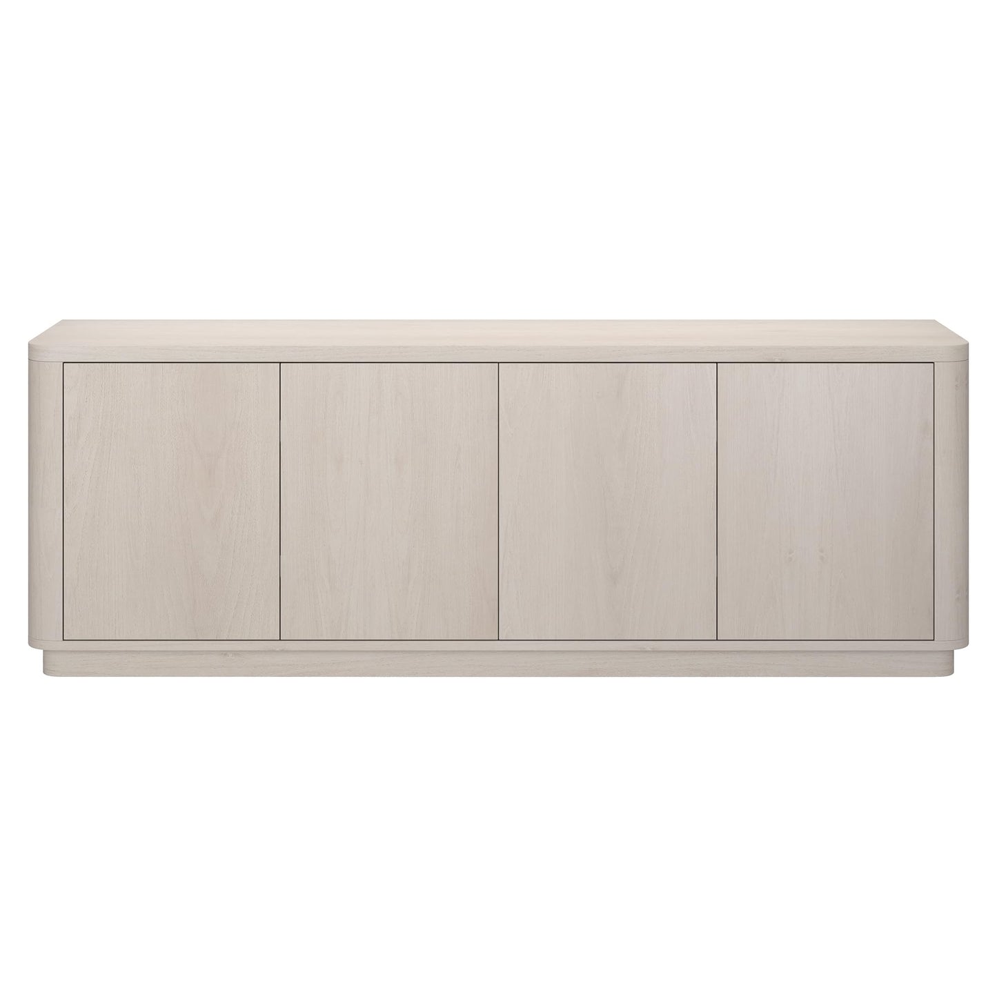Henn&Hart TV Stand for TVs up to 75" with 2 Concealed Storage Cabinets, Adjustable Shelves and Plinth Base for Living Room, Family Room, or Office, Beech White