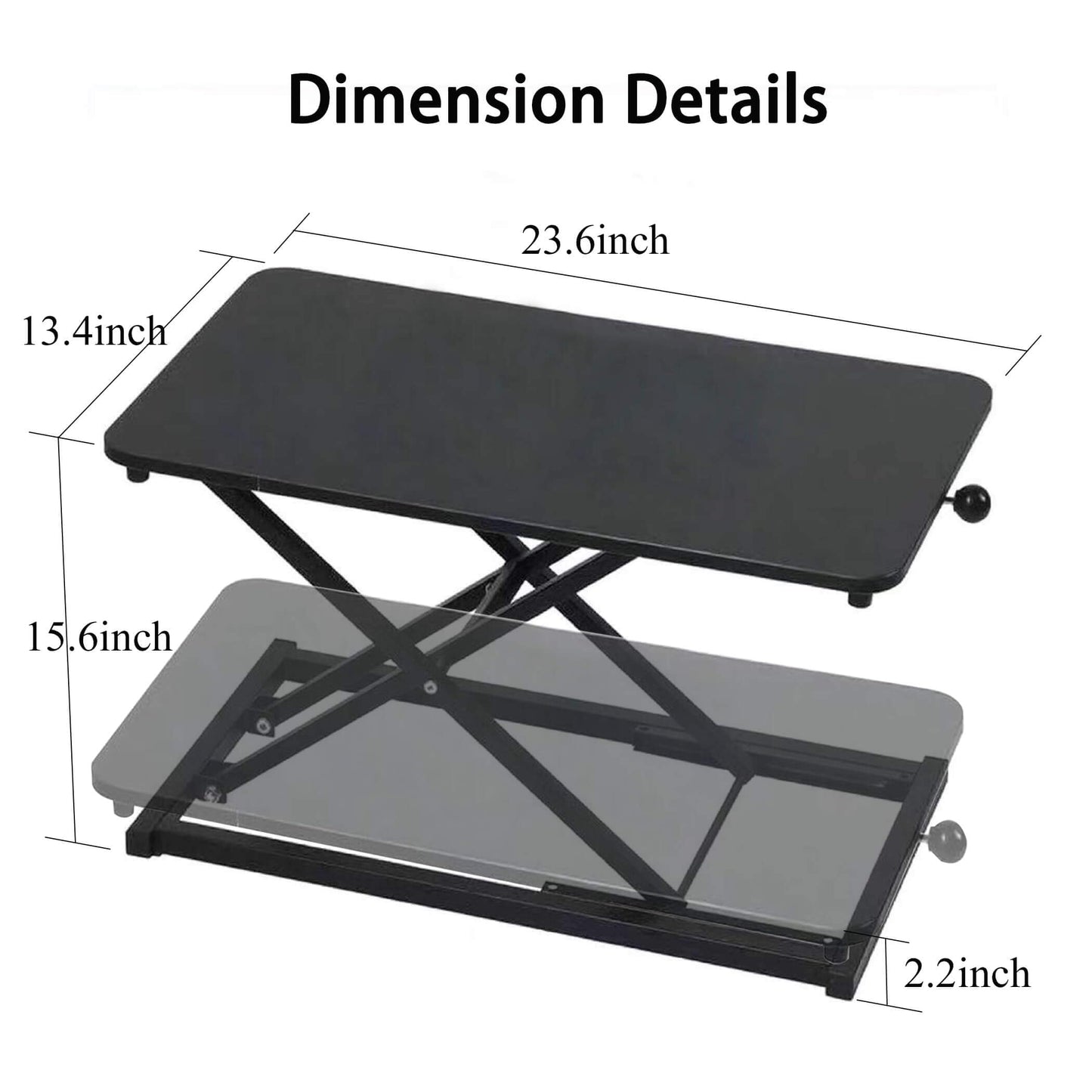 Raathionty Height Adjustable Standing Desk Converter, Computer Keyboard Stand for Desktop, Keyboard Riser for Stand Up Desk Riser, Ergonomic Sit Stand Workstations for Home Office