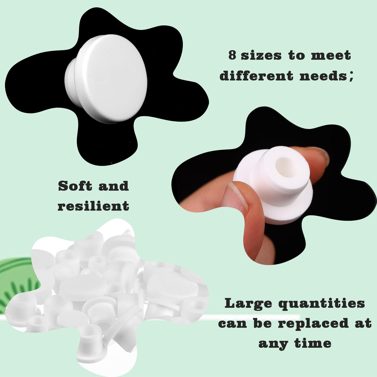 32Pcs Silicone Salt And Pepper Shaker Stoppers 14,15,16,17,18,19,21 mm Stoppers for Salt and Pepper Shakers,Salt Shaker Plug Replacement Salt and Pepper Shaker Stoppers Plugs for Pots Bottles Pipes