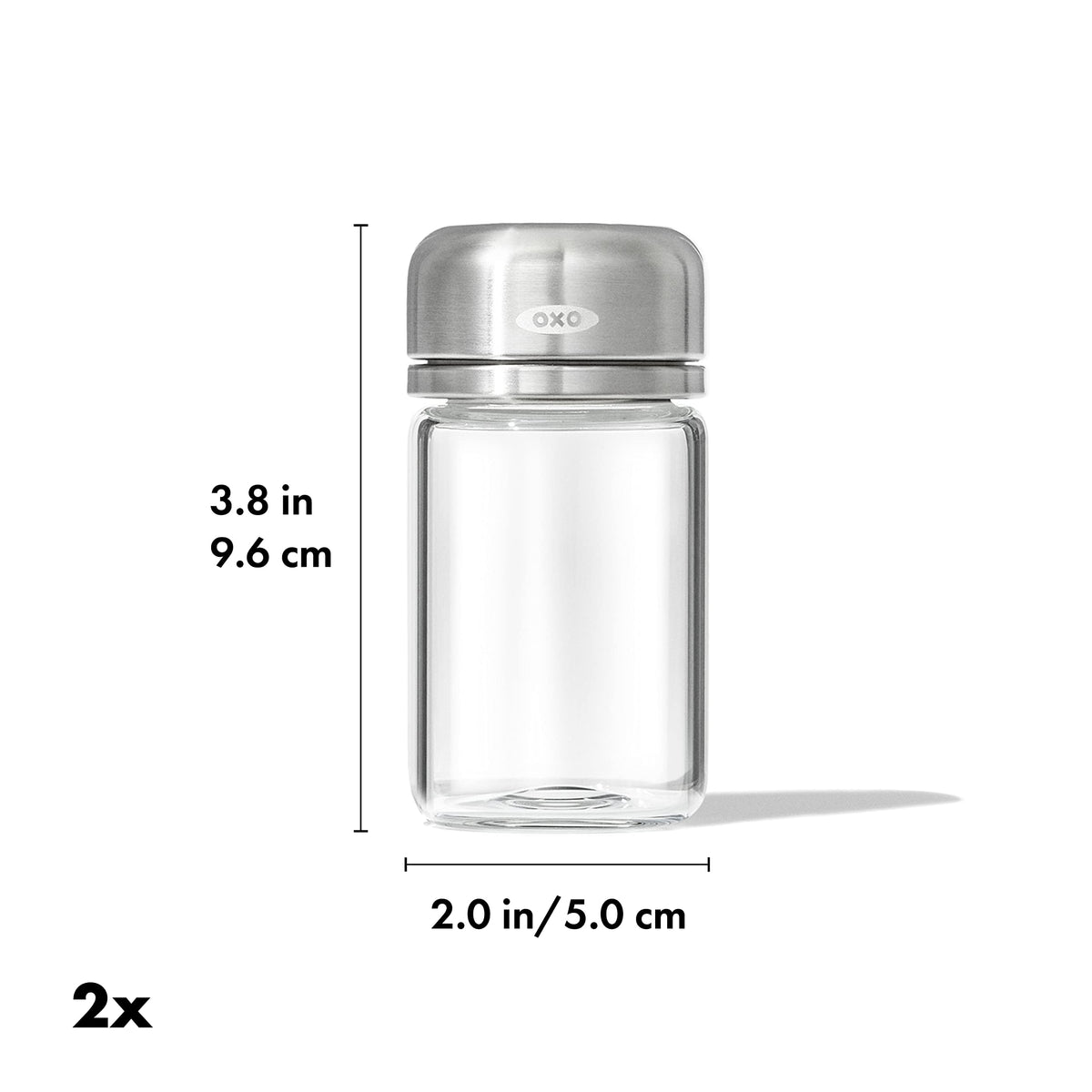 OXO Good Grips Glass Adjustable Salt & Pepper Shaker Set, 3.5 oz Each, Clear