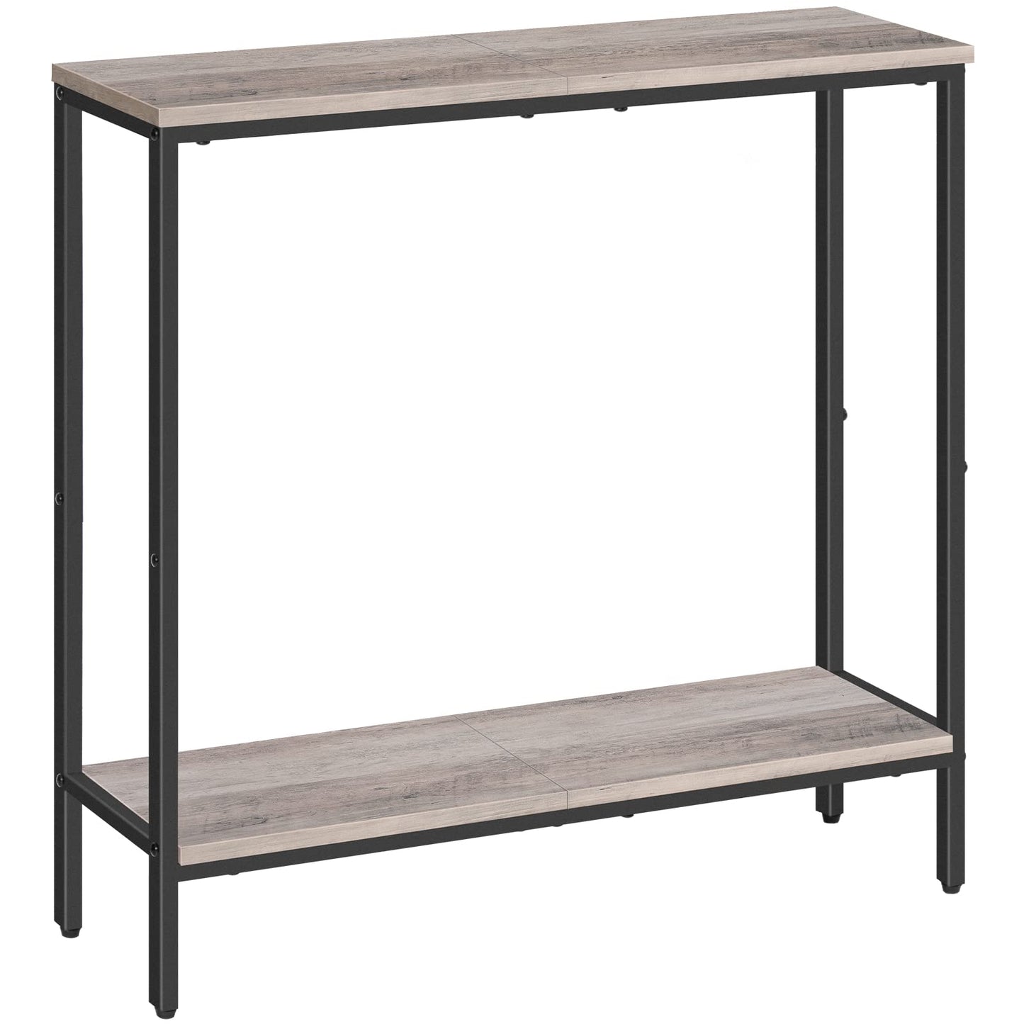 HOOBRO 29.5" L Narrow Console Table, Sofa Table Behind Couch with 2-Tier Storage Display Shelves, 8.7" D Small Entryway Table for Hallway, Foyer, Living Room, Bedroom, Greige and Black BG22XG01