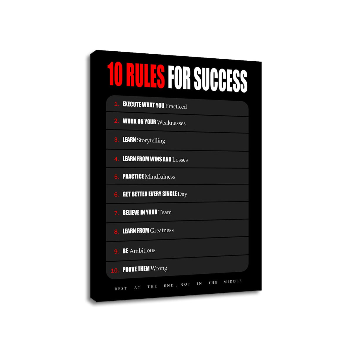 YSPCSUN Inspirational Posters for Office, 10 Rules for Success Canvas Poster Single Panel Wall Decor for Home Office Dorm Classroom, Framed Canvas Art, 24x18inch