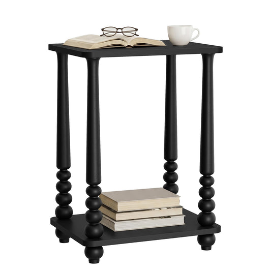 VASAGLE Mariel Collection - Side Table, Accent Nightstand for Small Spaces, Rectangular End Table with Shelf, Solid Wood Legs, Mid-Century Modern, Living Room Bedroom, Ink Black ULET294BC01S