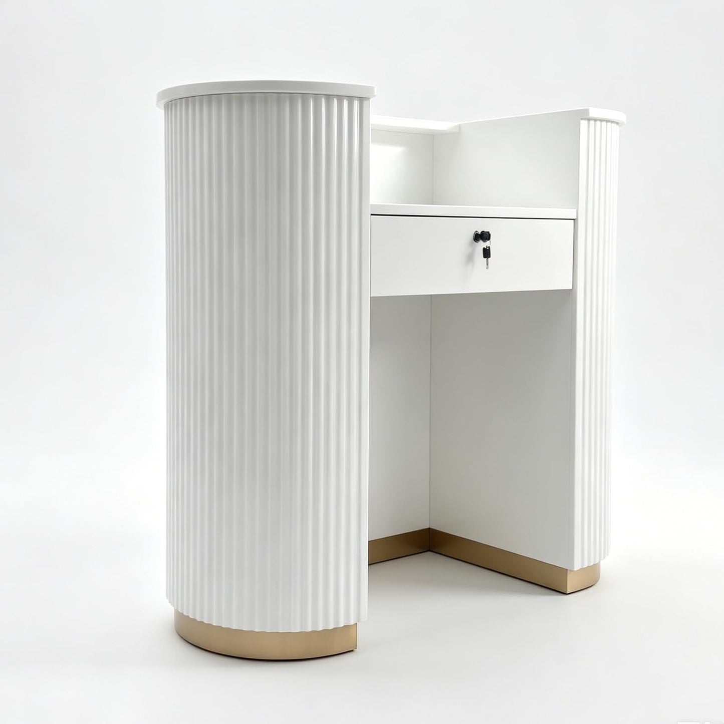 M2 Retail Reed Reception Desk for Beauty Salons, Spas, Skincare Shops, Clinics, Reception Desks, White Painting (White，1000 * 500 * 1000 mm/39 * 20 * 39'')